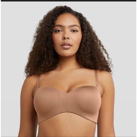 Maidenform SE0015 Wireless Strapless Bra 34D Chestnut Convertible Knit Back - Picture 1 of 6